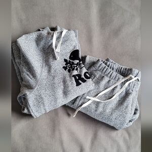 Mens Heathered Grey Roots Hoodie And Jogger Pants Large Set
